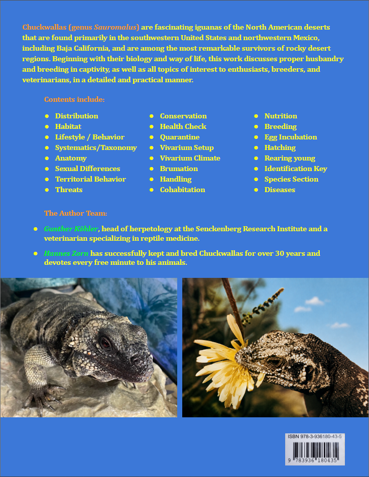 Chuckwallas: Lifestyle, Care, Breeding &mdash; Back Cover